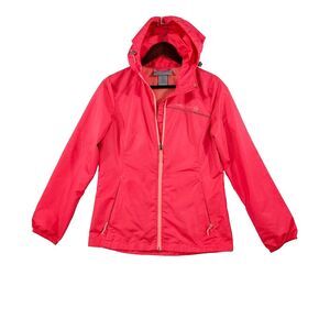 Free Country Womens Windbreaker Jacket Hooded Full Zip‎ Softshell Lined Orange S